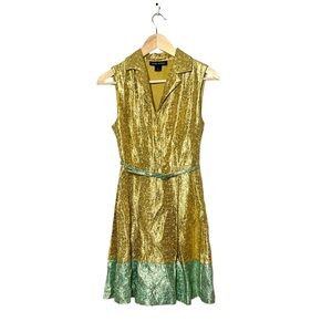 Duro olowu metallic color block sleeveless belted dress 6